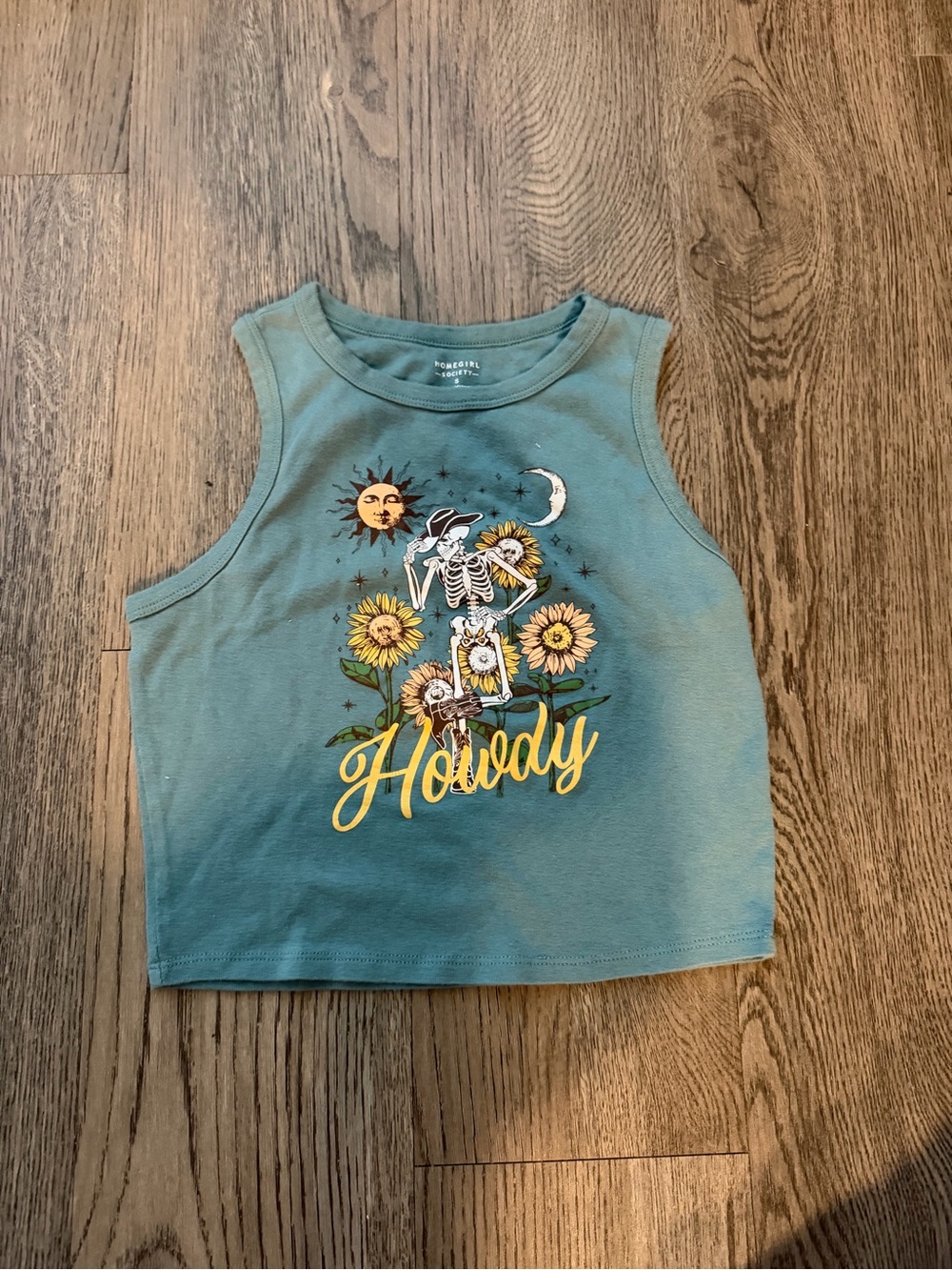 Howdy Sunflower Graphic Tank Top - Teal